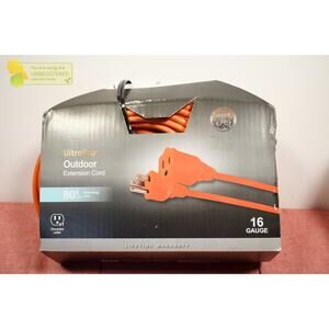 GE 1-Outlet Grounded Extension Cord Outdoor 16AWG 80' Orange Heavy Duty#